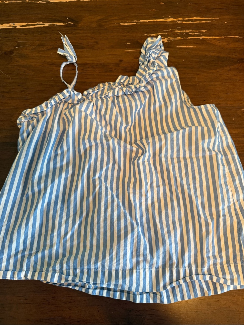 Blue and White Striped Sleeveless Tie-Shoulder Top kids J Crew